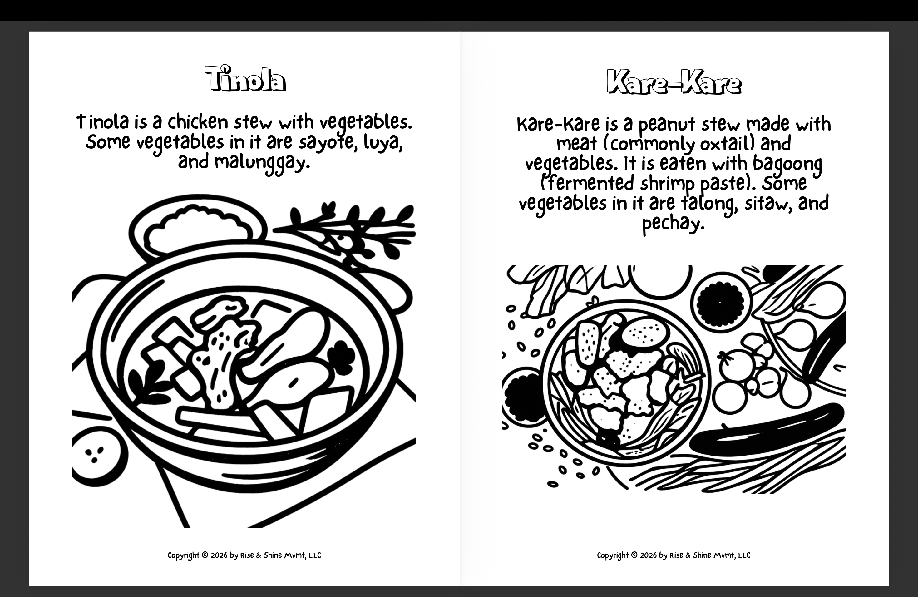 Digital Download Version of "Oh, My Gulay!" Fruits & Veggies Coloring Book