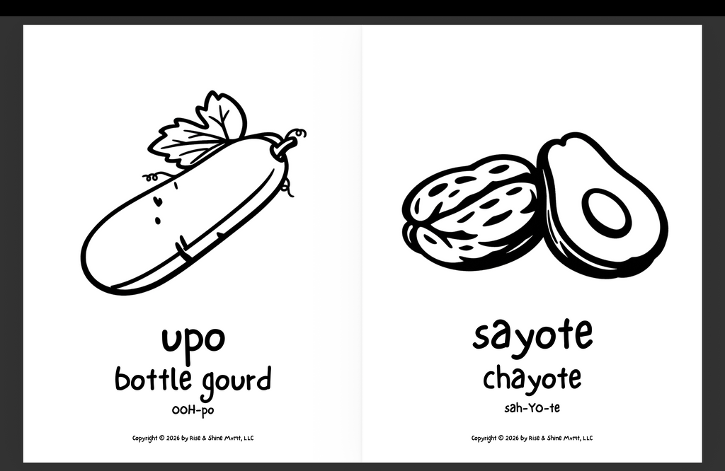 Digital Download Version of "Oh, My Gulay!" Fruits & Veggies Coloring Book